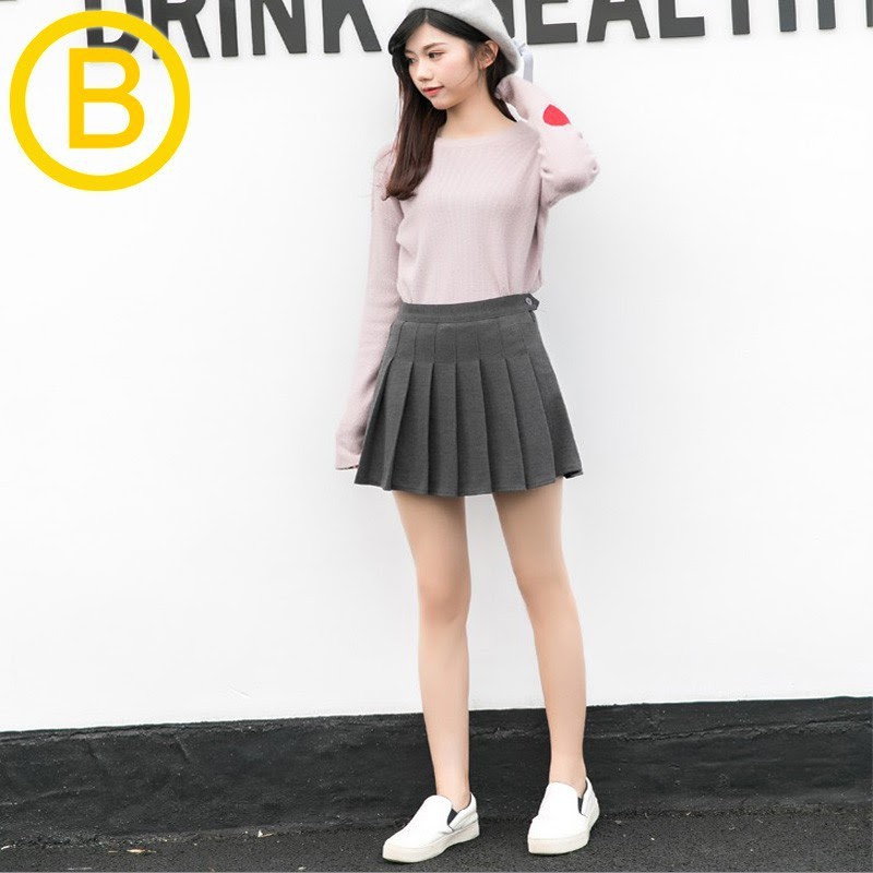 Woman clothing korean style fashion student High waisted pleated skirt dresses Shopee Malaysia