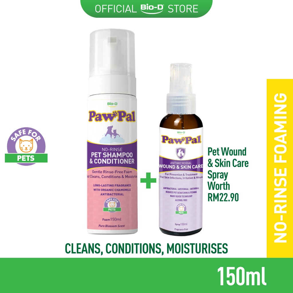 Bio-D PawPal Pet No-Rinse Shampoo And Conditioner - Pure Blossom Scent ...
