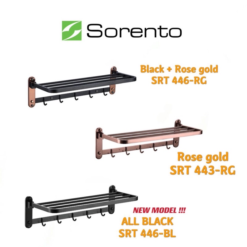 SORENTO TOWEL RACK TOWEL SHELF STAINLESS STEEL 304 SRT446-RG/BL 600MM ...
