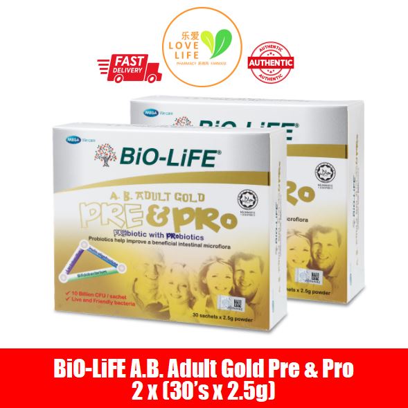 BiO-LiFE A. B. Adult Gold Pre & Pro (Prebiotcs Probiotics) 30 Sachet 2 ...