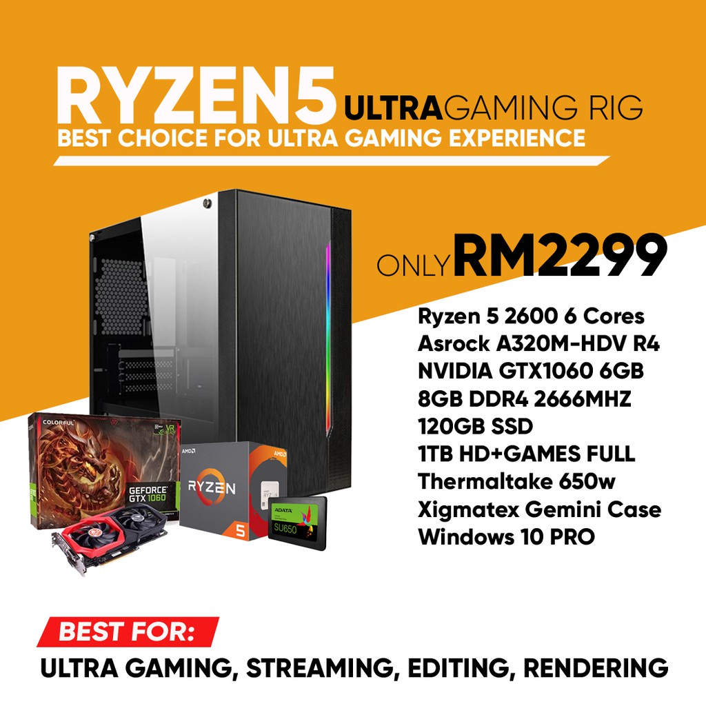 Ryzen 5 2600 sales gtx 1060 6gb