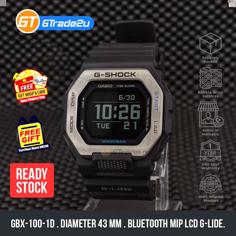 Original G Shock Men GBX-100-1D GBX-100-1 GBX100-1D Digital Bluetooth ...