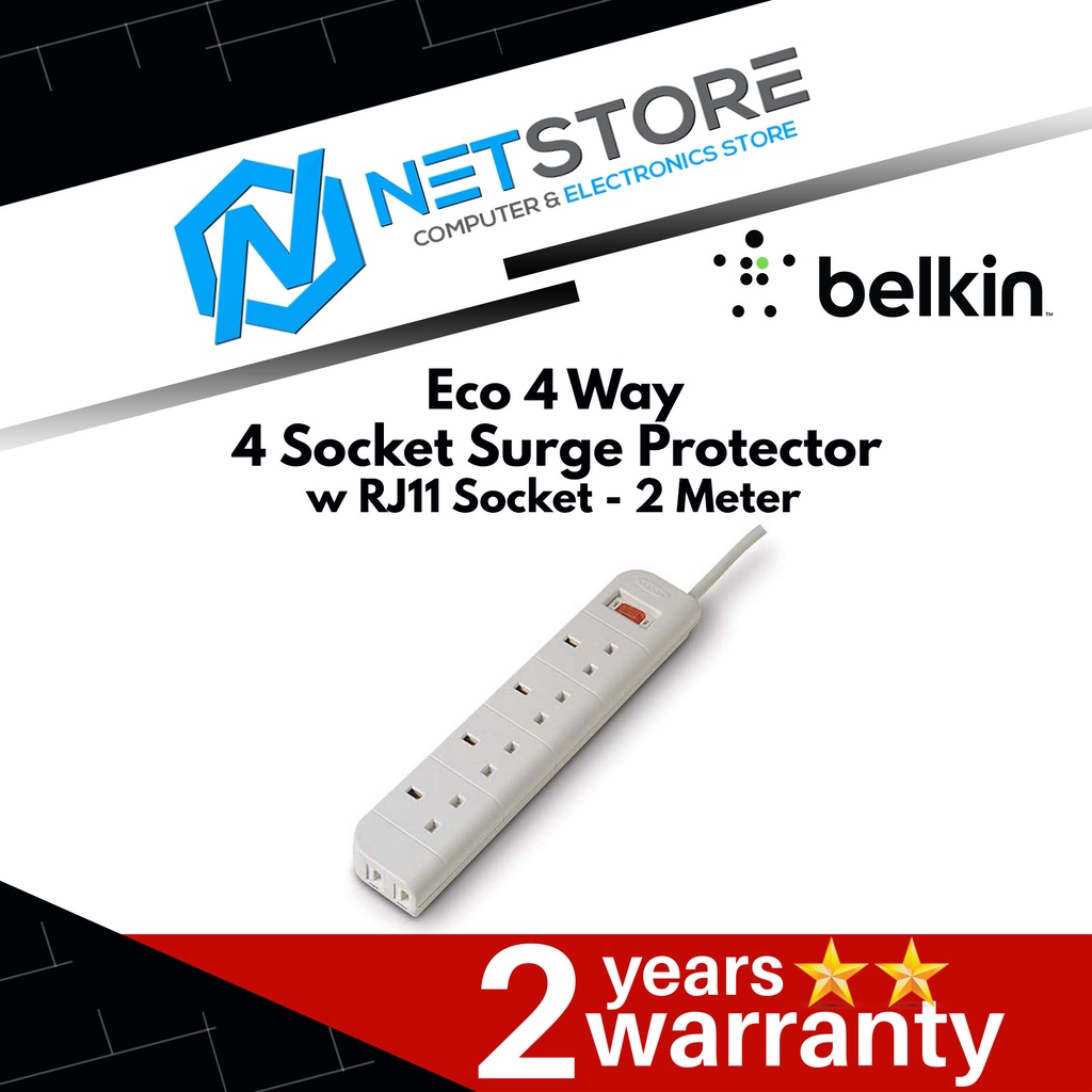 Belkin 4 Socket 2M Surge Protector