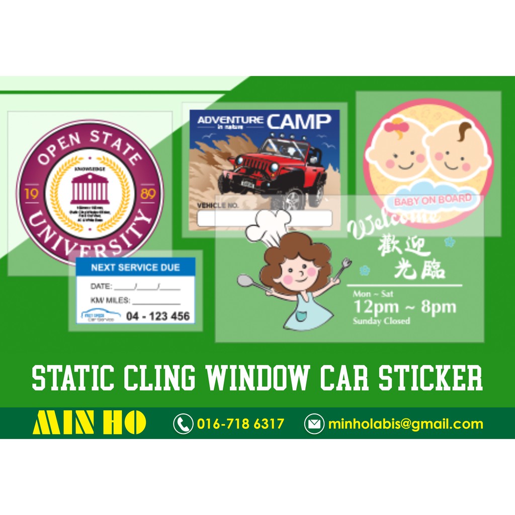 Static Cling Window Car Sticker (Custom Design) Shopee Malaysia