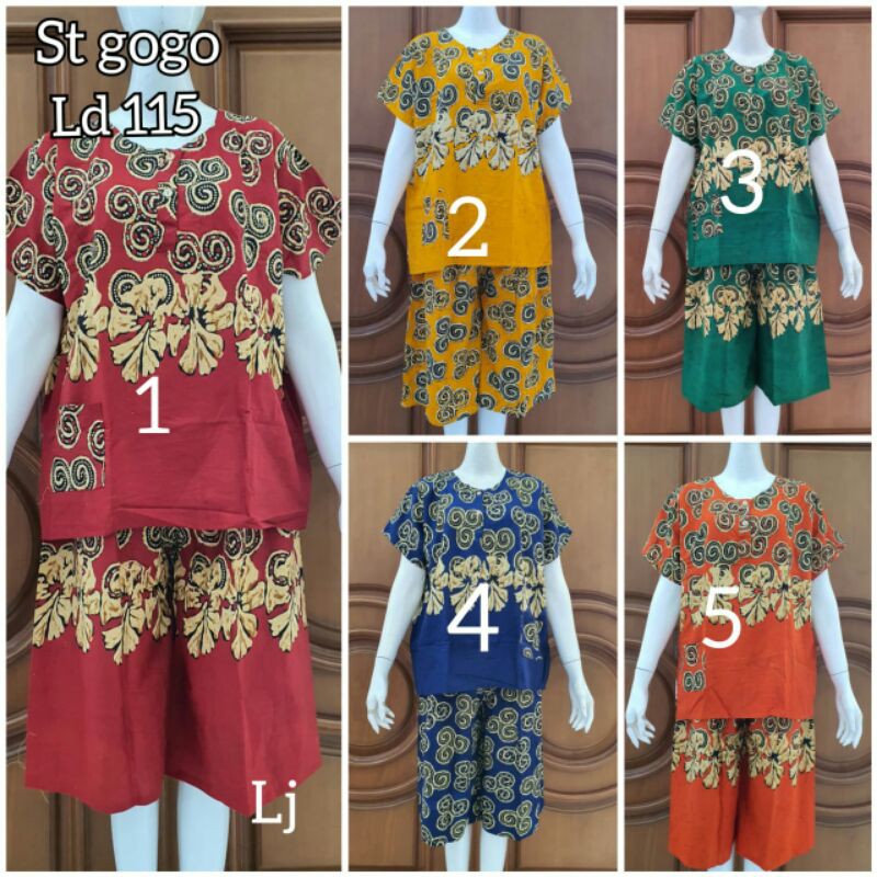 St Gogo Sleepwear Set Pajama Batik Motif Fashion Women Jumbo Pregnant ...