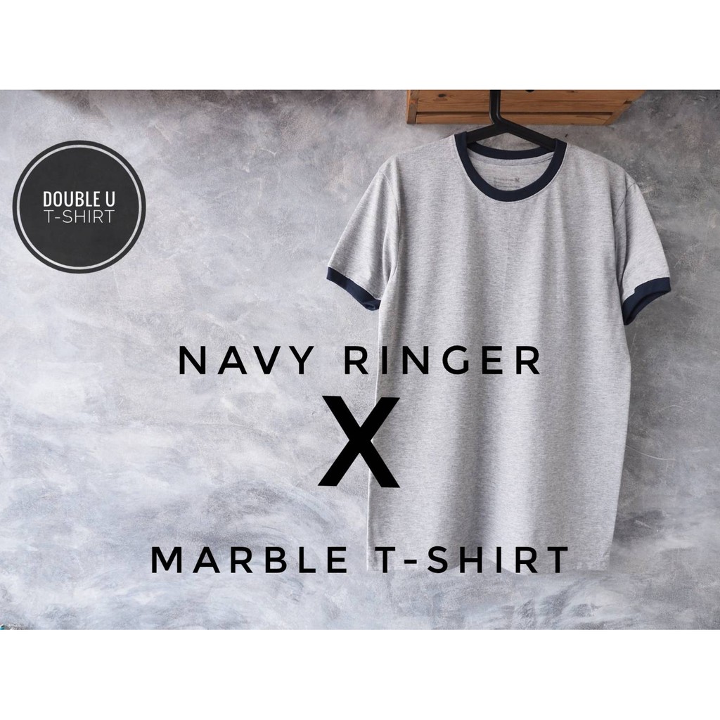 Can Issue Invoice-RINGER MARBLE-NAYY Gray T-SHIRT With Navy-Colored ...