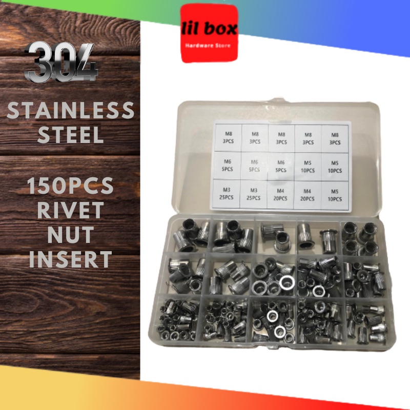 304 Stainless Steel Rivet Nut Insert Rivets Multi Size Flat Head Rivet