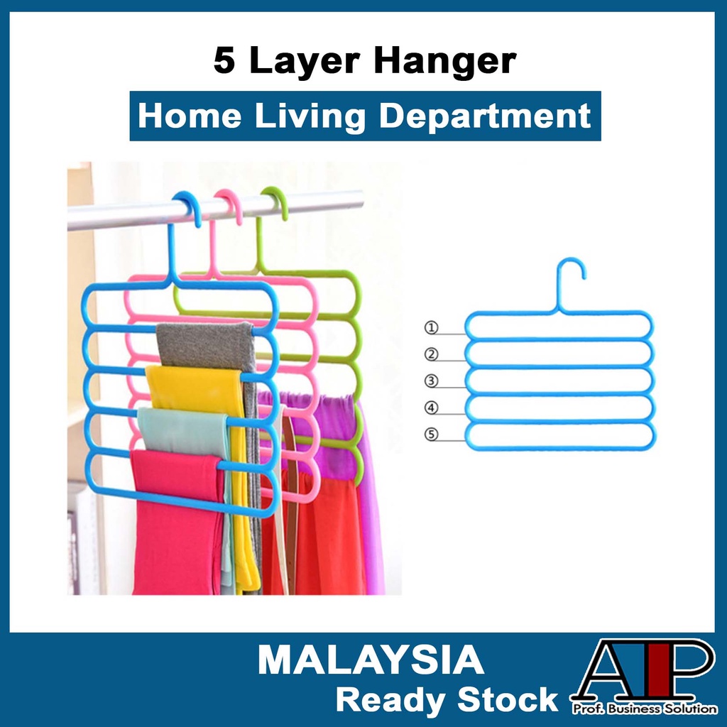 Laundry👕 5 Layer Pants Rack Clothes Hanger Towel Scarf Tie Clothes ...