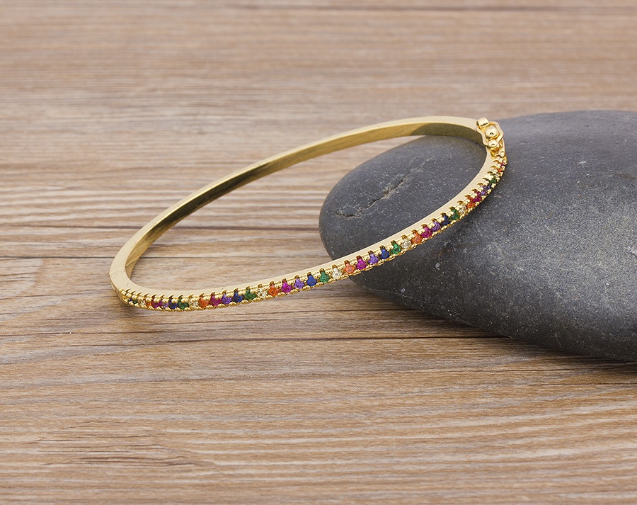 New Design High Quality Charm Rainbow Bangles Copper Zirconia ...
