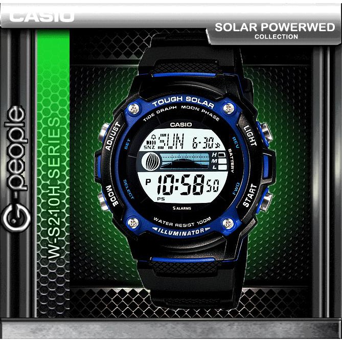 CASIO W S210H 1AV W S210H 1A W S210H SOLAR POWERED WATCH 100