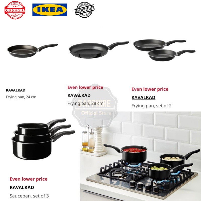 KAVALKAD Frying pan, set of 2, black - IKEA