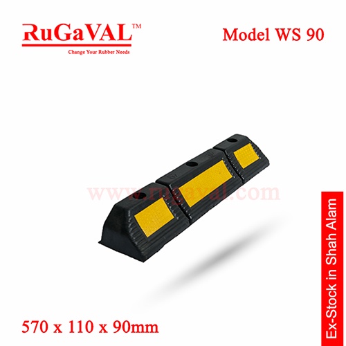 Rubber Car Wheel Stopper Model 90, Size 570mm L x 110mm W x 90mm H