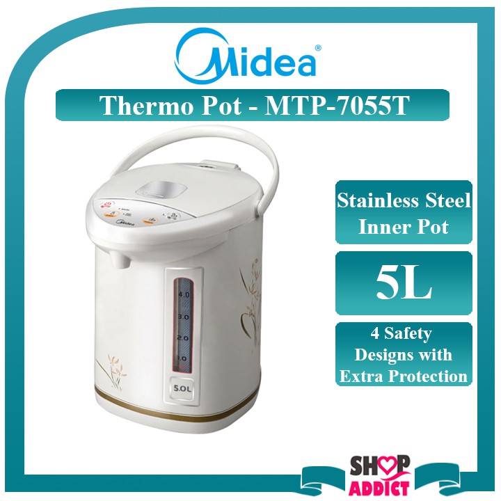 Midea 5.0L Thermo Pot MTP-7055T (Stainless Steel Inner Pot) | Shopee ...