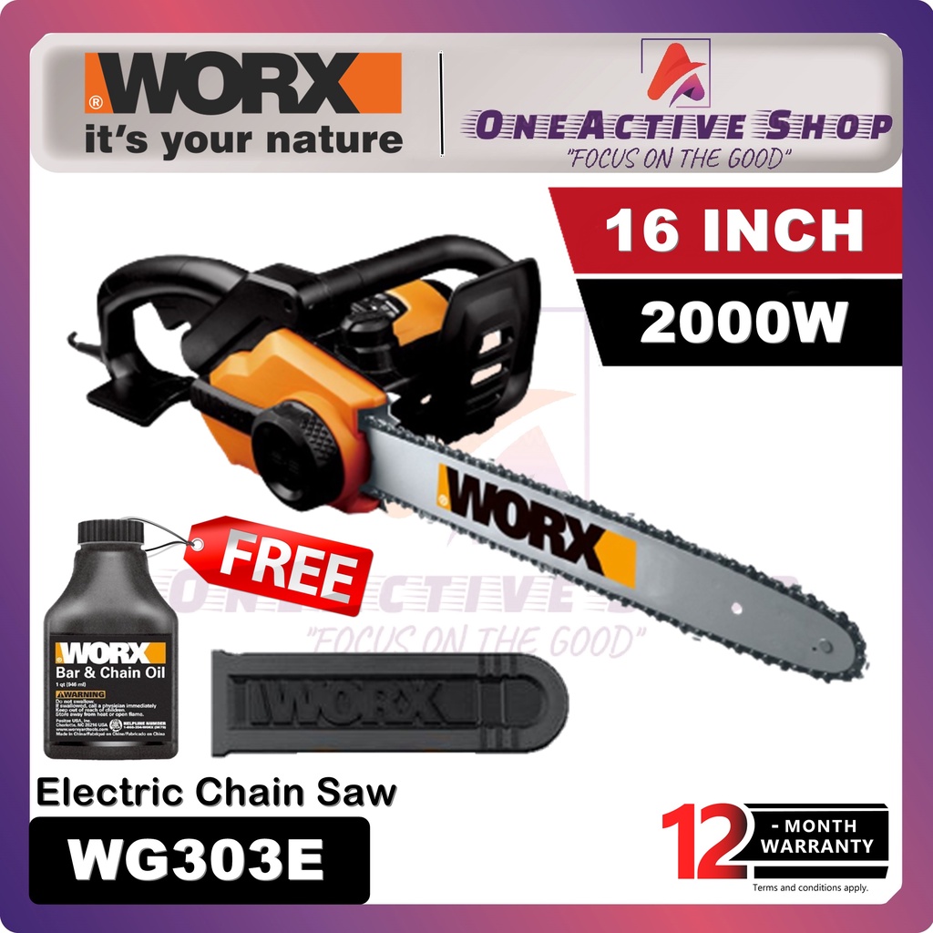 WORX 16" Electric Chain Saw 2000W WG303E 1 Year Warranty ( WORX