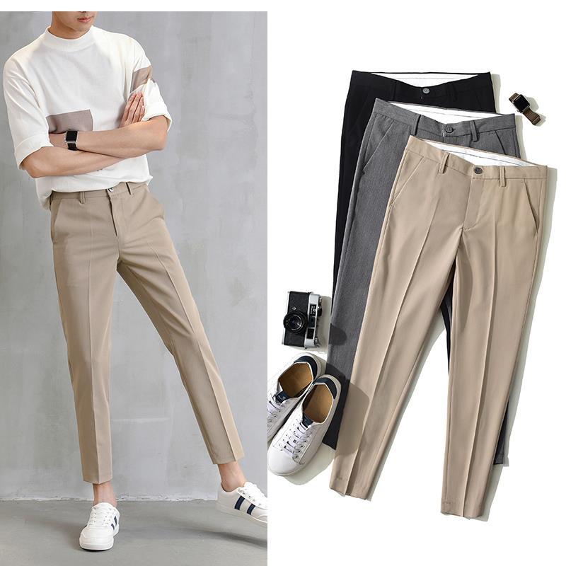 [7 Colors]Men's Formal Pants exclusive Straight Korean Plain Slim Fit ...