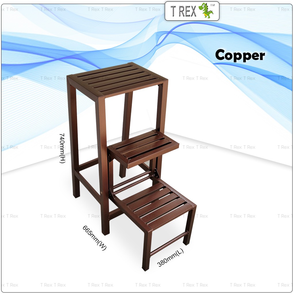 3V MITTA Foldable Steel Metal Step Ladder Stool Chair / Kerusi Bertangga (Copper)