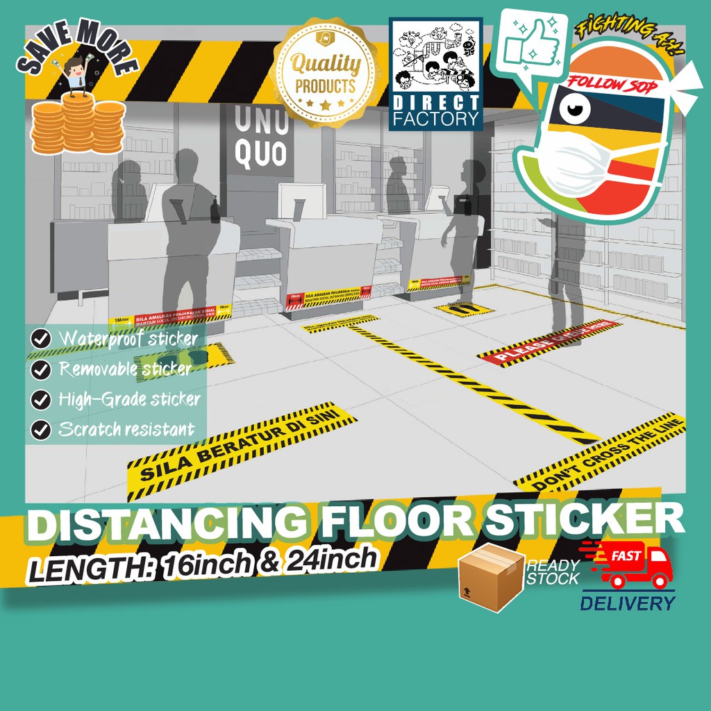Social Distance Floor sticker / SOP sticker (Ready Stock) | Shopee Malaysia
