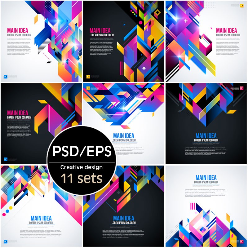 Background Design Template Bundle Pack / Geometry / Modern Geometric ...