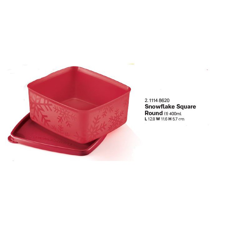 Tupperware Snowflake Square Round (1)pc 400ml - Choose Color | Shopee ...