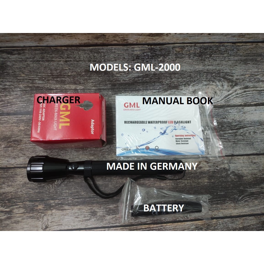 MADE IN GERMANY FLASHLIGHT (RECHARGEABLE LED HEAVY DUTY TORCHLIGHT ...