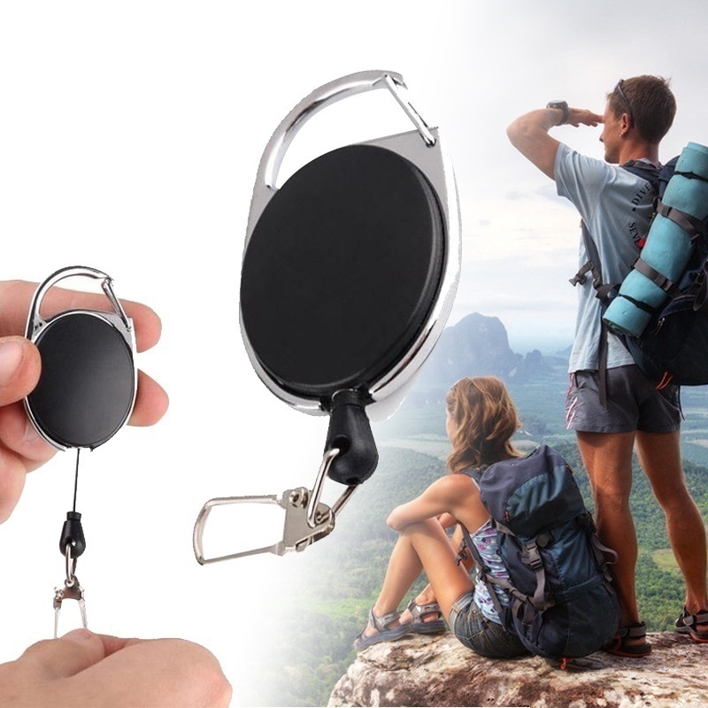 Heavy Duty Pull Ring Retractable KeyChain Recoil Keyring Wire Rope Key ...