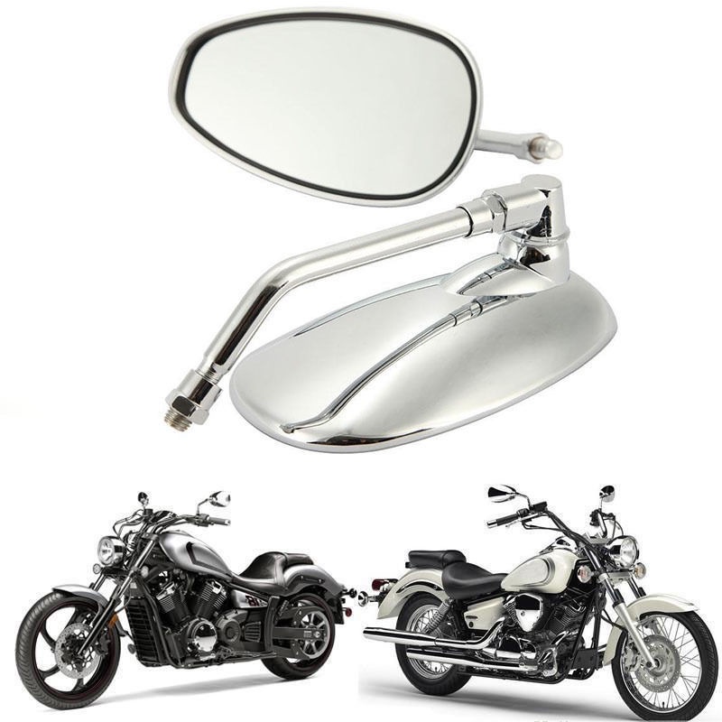 Universal 10mm Chrome Rearview Mirrors Motorcycle Motocross Rear View ...