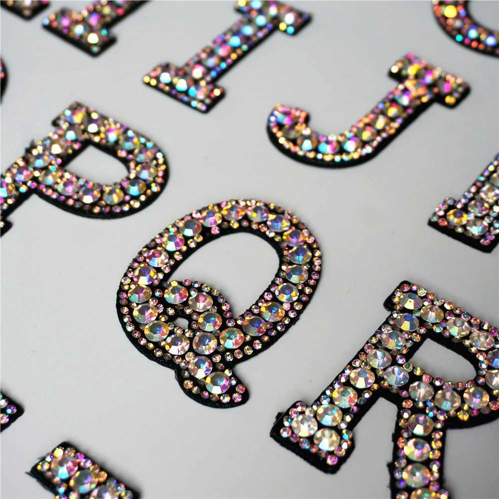Rhinestone English Letter Alphabet Sew Iron On Patch Badge Bag Hat ...