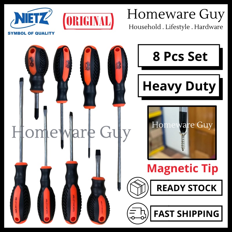 (NIETZ 8 In 1) Heavy Duty 8pcs Magnetic Screwdriver Set Magnetic Skru ...