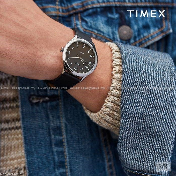 TIMEX TW2T71900 Men s Modern Easy Reader 40mm Leather Strap Black Original Shopee Malaysia