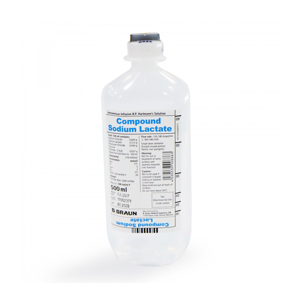 BBraun Compound Sodium Lactate (Hartmann's Solution) 500mL | Shopee ...