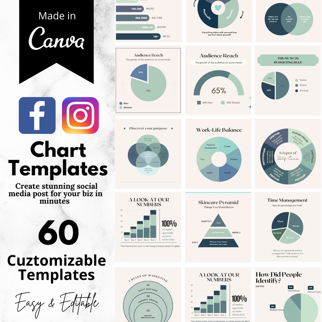 [60 Canva Templates] chart & graph social kit for social engagement ...