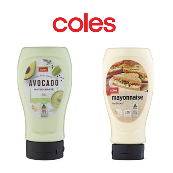 🇳🇿 Coles AVOCADO Mayonnaise (350g) / Traditional Mayonnaise (470g