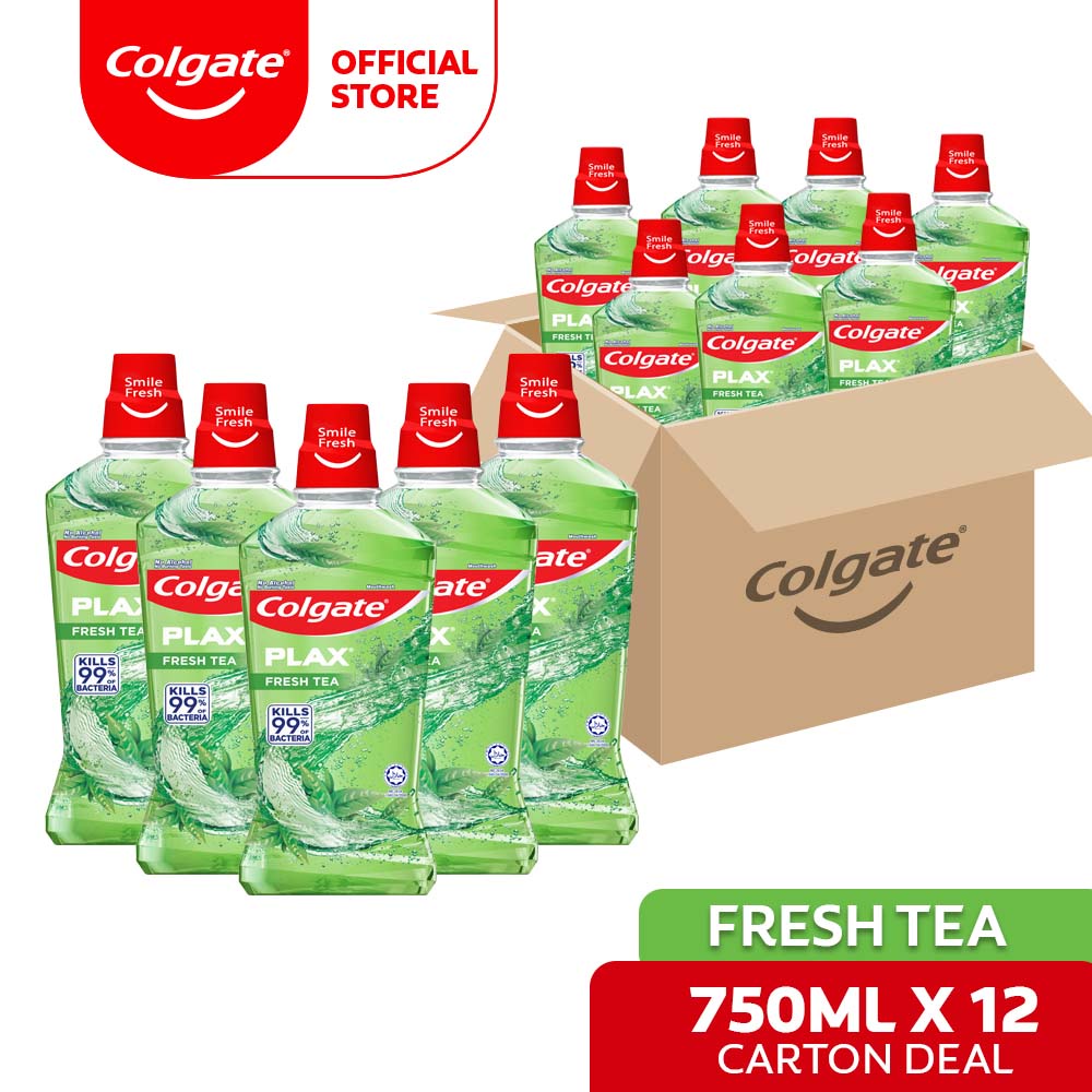 [Bundle of 12] Carton Deal Colgate Plax Fresh Tea Mouthwash 750ml ...
