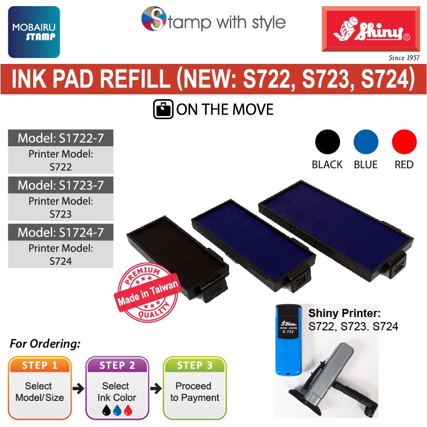 Ink Pad/Cartridges Refill for Self Inking Stamps Shiny Handy Stamp