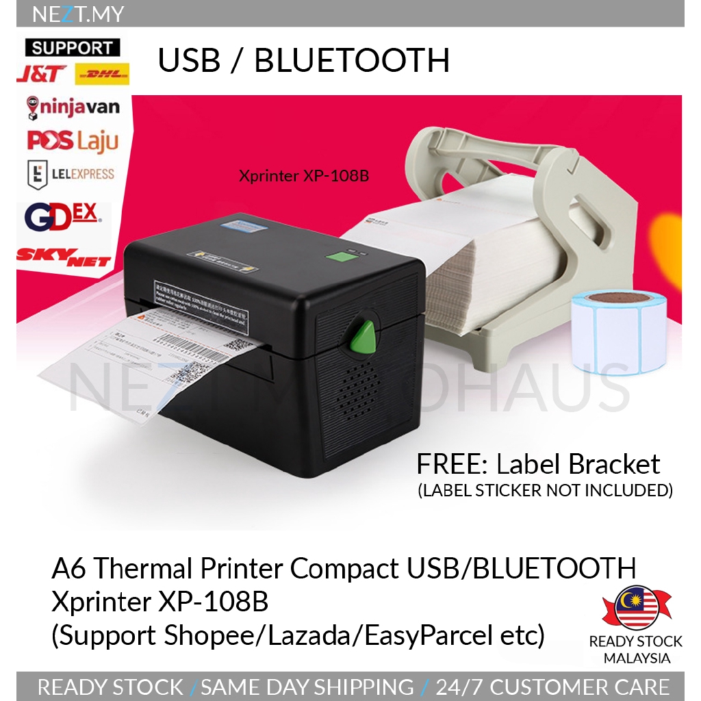 A6 Thermal Printer Compact USB / Bluetooth Xprinter XPDT108B Support