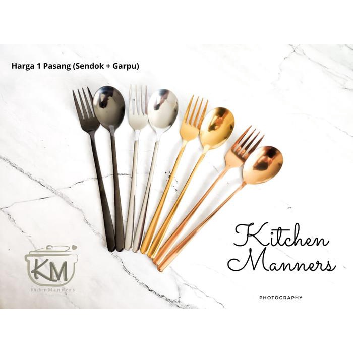 Sujeo Korean Cutlery 1 Set Gold Chrome Sus 304 Food Grade Fashionable