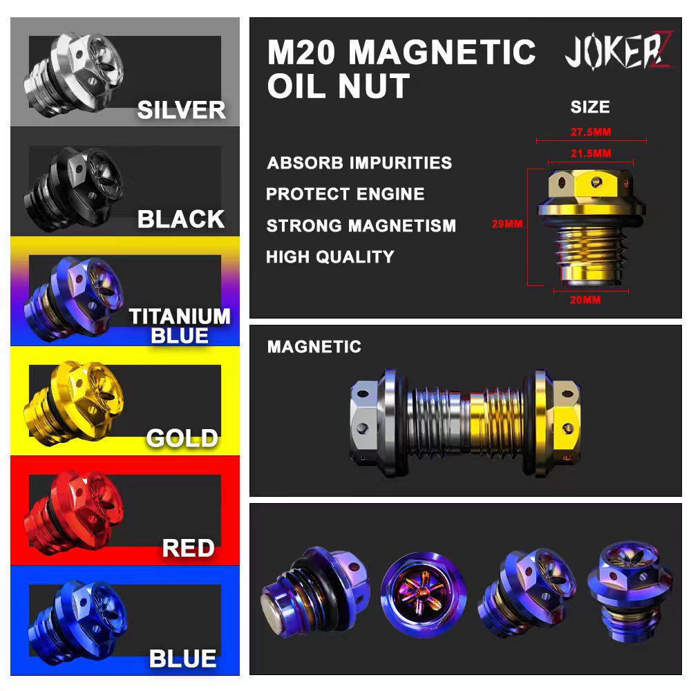 UNIVERSAL MAGNETIC OIL NUT SCREW MINYAK HITAM MAGNET M20 OIL ENGINE OIL ...