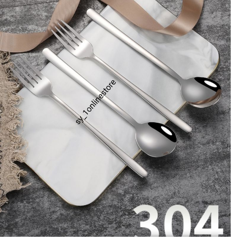 𝗞𝗢𝗥𝗘𝗔𝗡 》Stainless Steel Long Handle Tableware Cultery High Quality ...