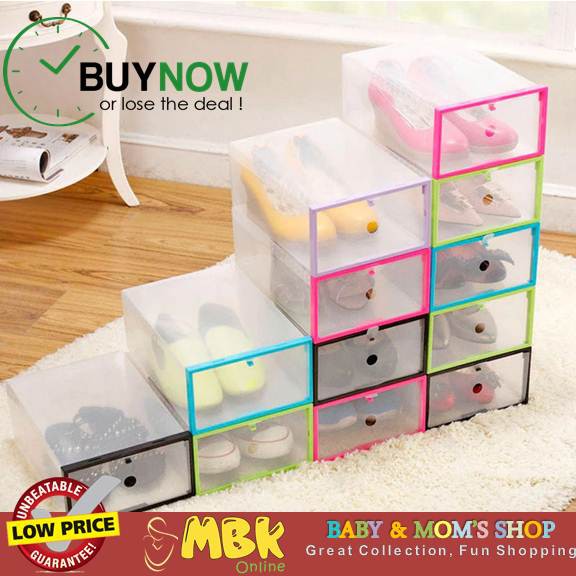 Plastic Transparent Drawer Case Shoe Storage Box Organizer | Shopee ...