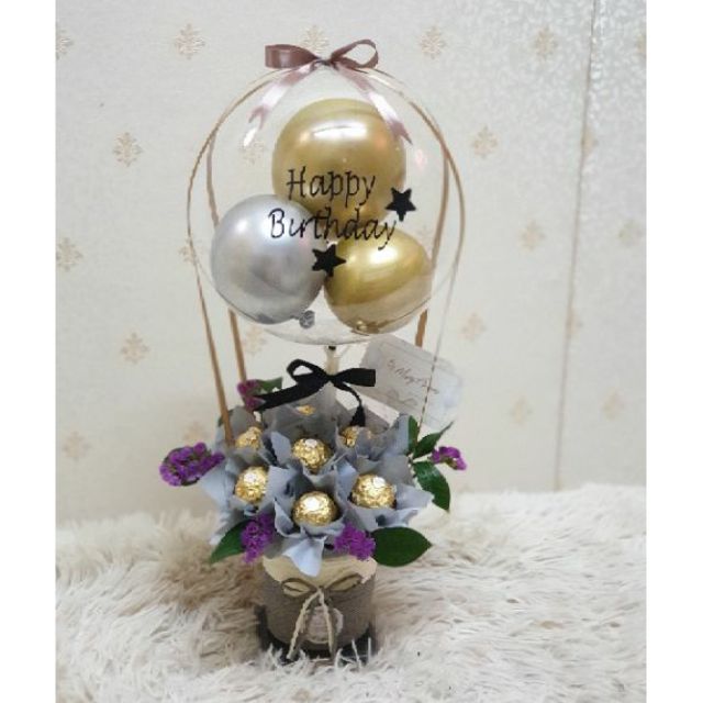 hot air balloon chocolate, ferrero rocher, balloon bouquet, chocolate  Bouquet, Kepong florist, Batu caves florist, segambut florist