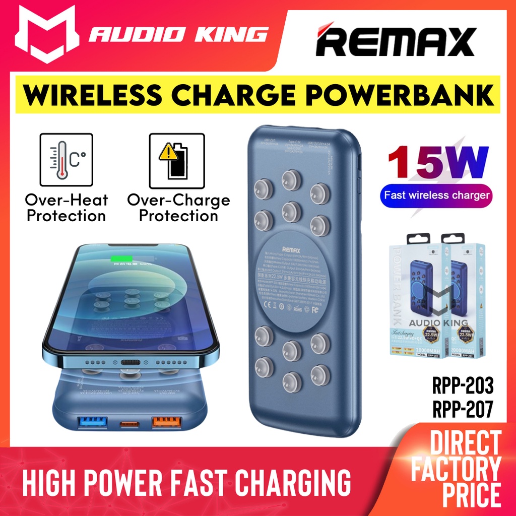 REMAX Powerbank 10000mAh Powerbank Wireless Fast Charging Wireless ...
