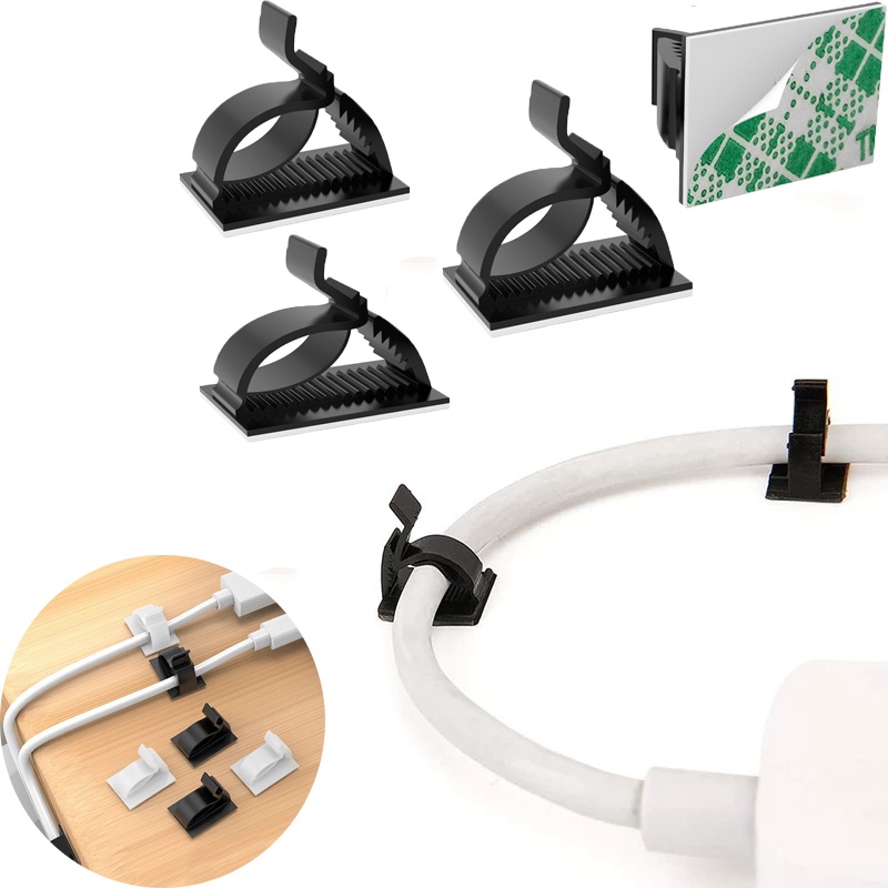 Simin 100-Pack Adhesive Cable Management Clips – Self-Adhesive Nylon Cord Organizers For Desk, Wall, And Under-Table Wire Routing