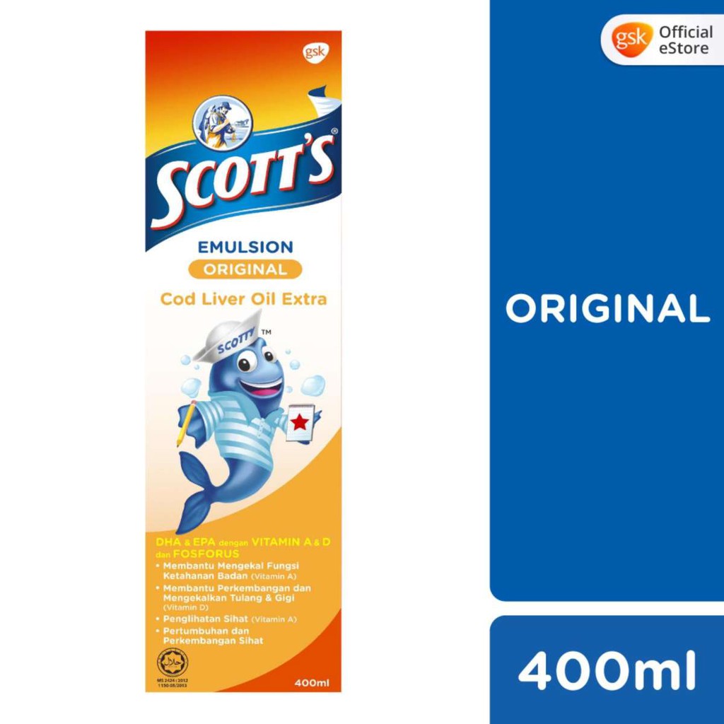 Scott's Emulsion Cod Liver Oil, DHA & EPA, Vitamin A & D, Calcium ...
