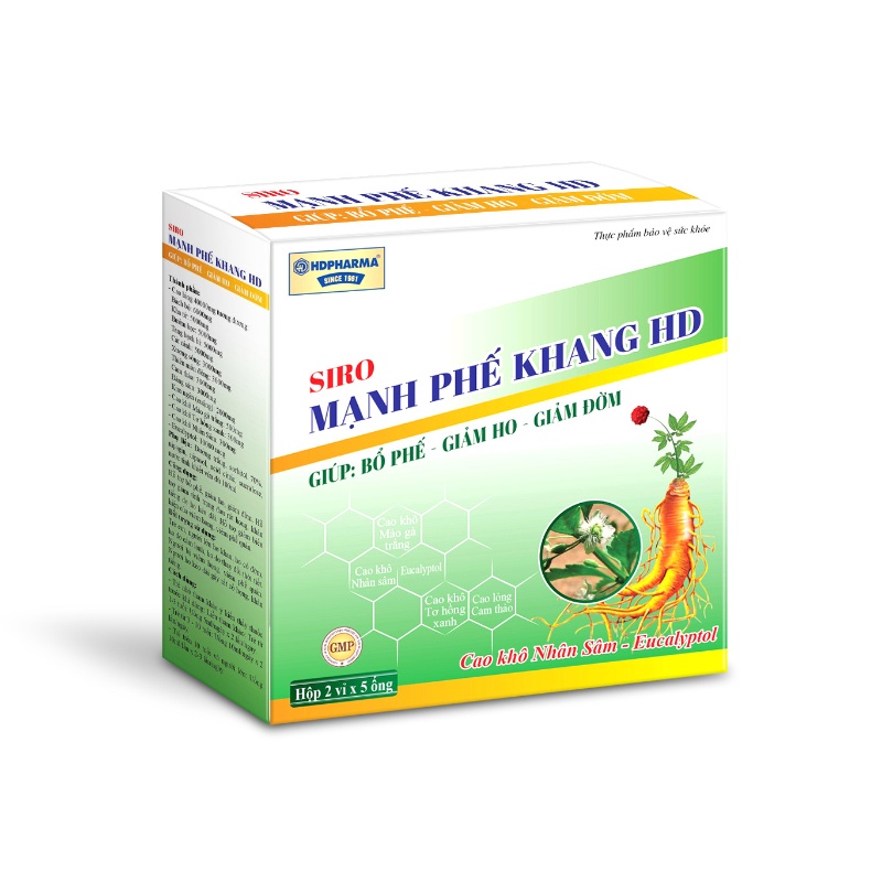 Manh Phe Khang HD Syrup helps nourish the lungs, relieve coughs, reduce