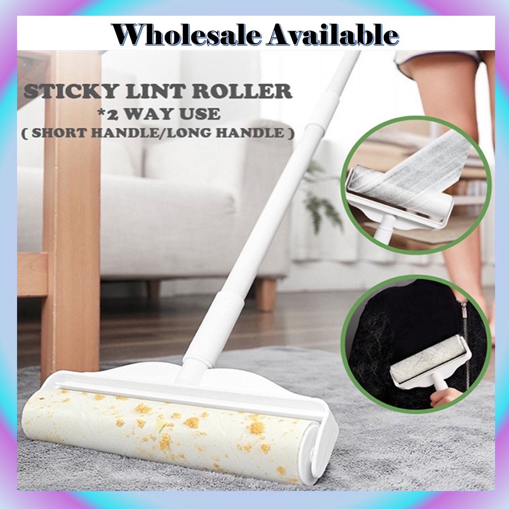 Adjustable Sticky Lint Roller Long Handle Hair Dust Remover Set ...