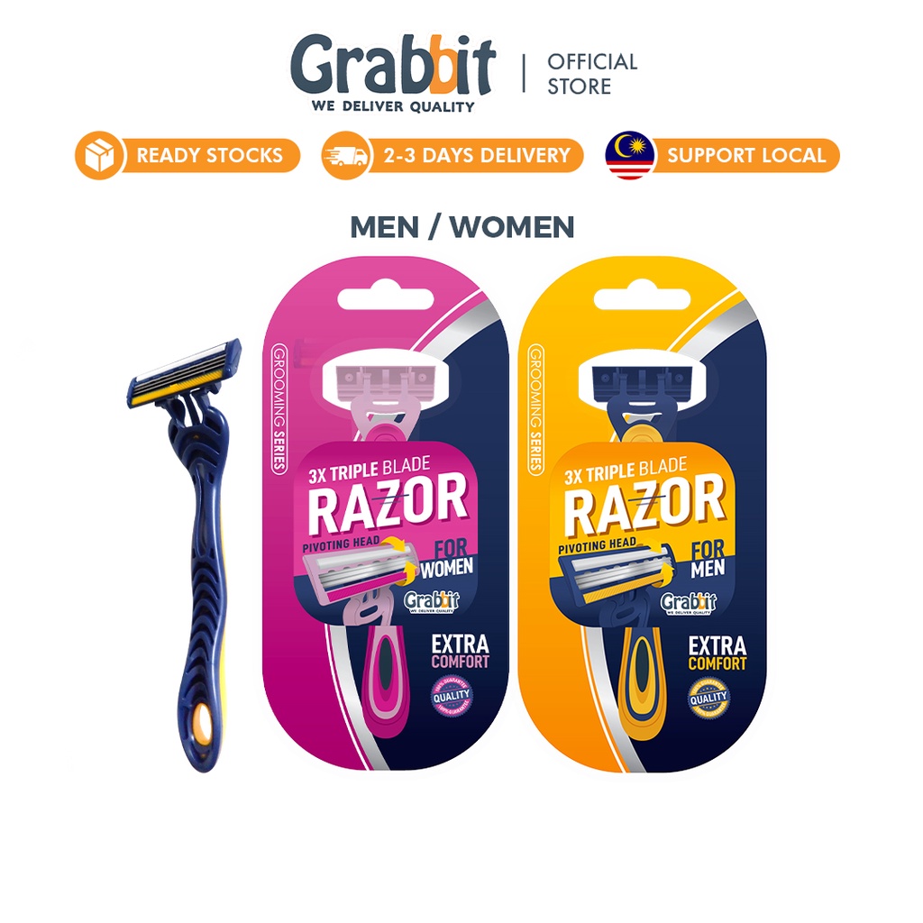 Grabbit Triple Blade Disposable Men and Women Razor | Shopee Malaysia