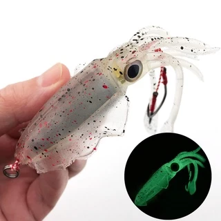 15CM 60G Squid Lures Saltwater Glow Luminous Squid Fishing Lures with  Swimbait Hooks Weighted Hooks