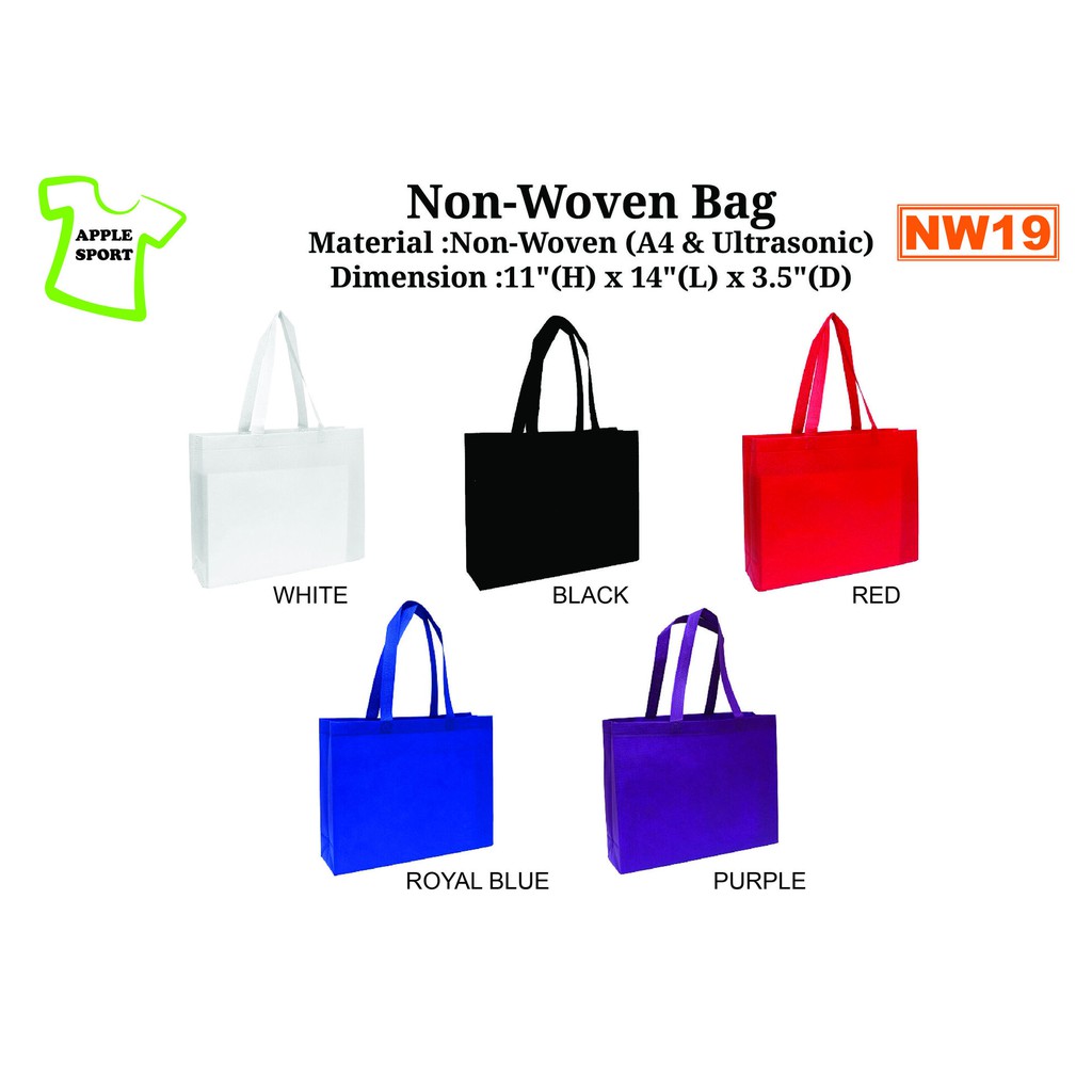 Non Woven Bag A4 Size Landscape Plain Eco Tote Bag Nw19 Shopee Malaysia