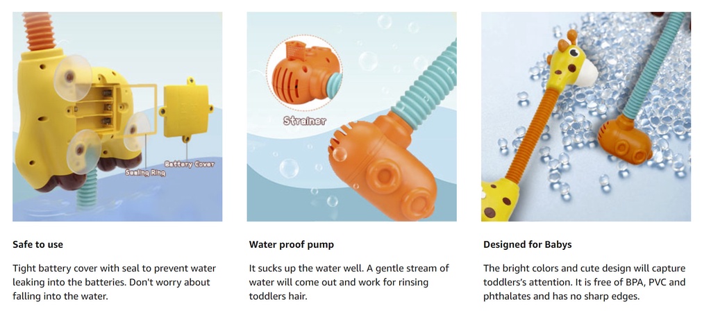 Baby Faucet Shower Bath Sprinkler Toy Electric Water Spray Kid Bathtub ...