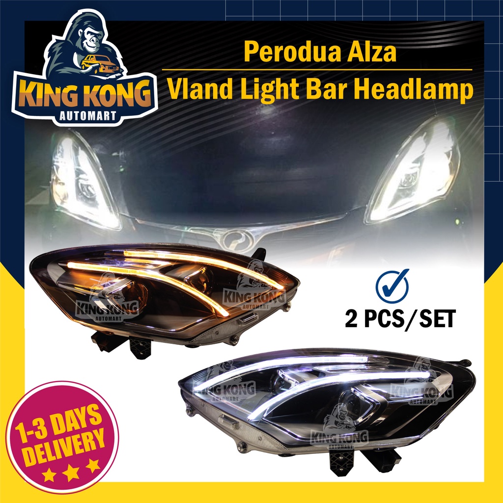 Vland Perodua Alza Projector Headlamp With Light Bar Shopee Malaysia